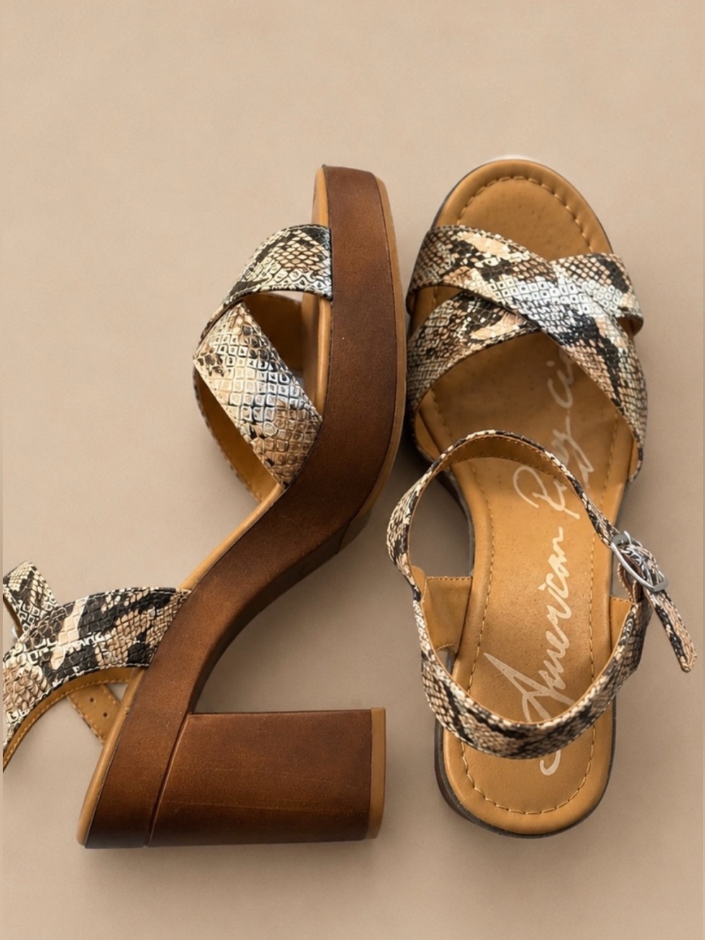 American Rag Cie Women's Snakeskin Cross-Strap Platform Pump Sandal
